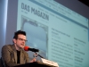 Nick Luthi, Chefredaktor Medienmagazin <<Klartext>>, am 17. Berner Medientag im Kornhausforum Bern zum Thema <<Hilfe die Zurcher kommen! Wie weiter nach dem Tamedia-Deal?>>. (C) Daniel Bernet