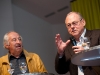 Roland Jeanneret und Artur K. Vogel (Chefredaktor Der Bund) am 19. Berner Medientag zum Thema <<Ausgepresste Presse - ist die abonnierte Zeitung am Ende?>> im Radiostudio Bern.